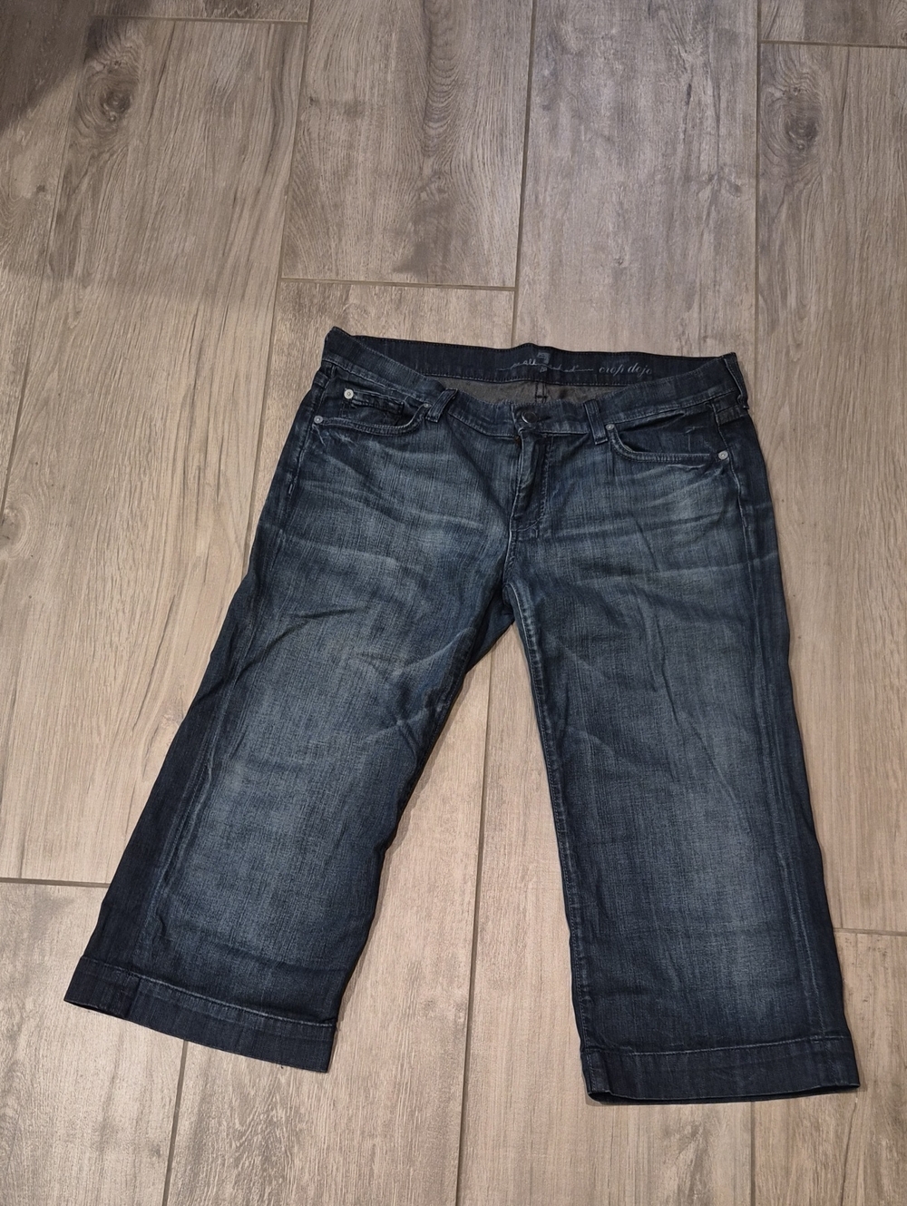 7 For All Mankind Dark Blue Cropped Denim Jeans